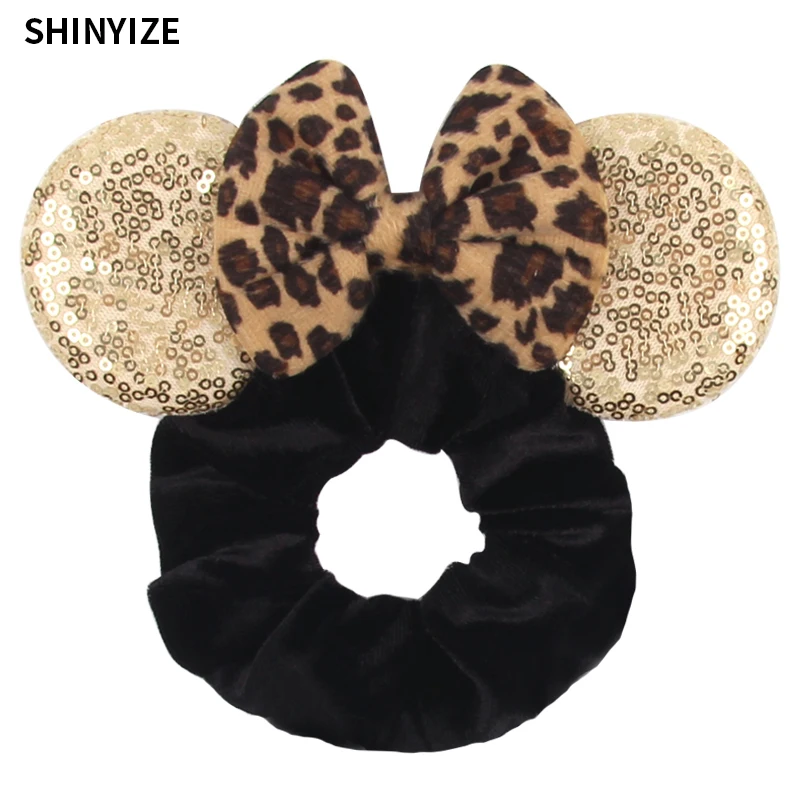 New Cute Mouse Ears Headwear Tie Hair Festival Sequin Women 3.6"Bow Elastic Headband Girl Party DIY Hair Accessories Gift