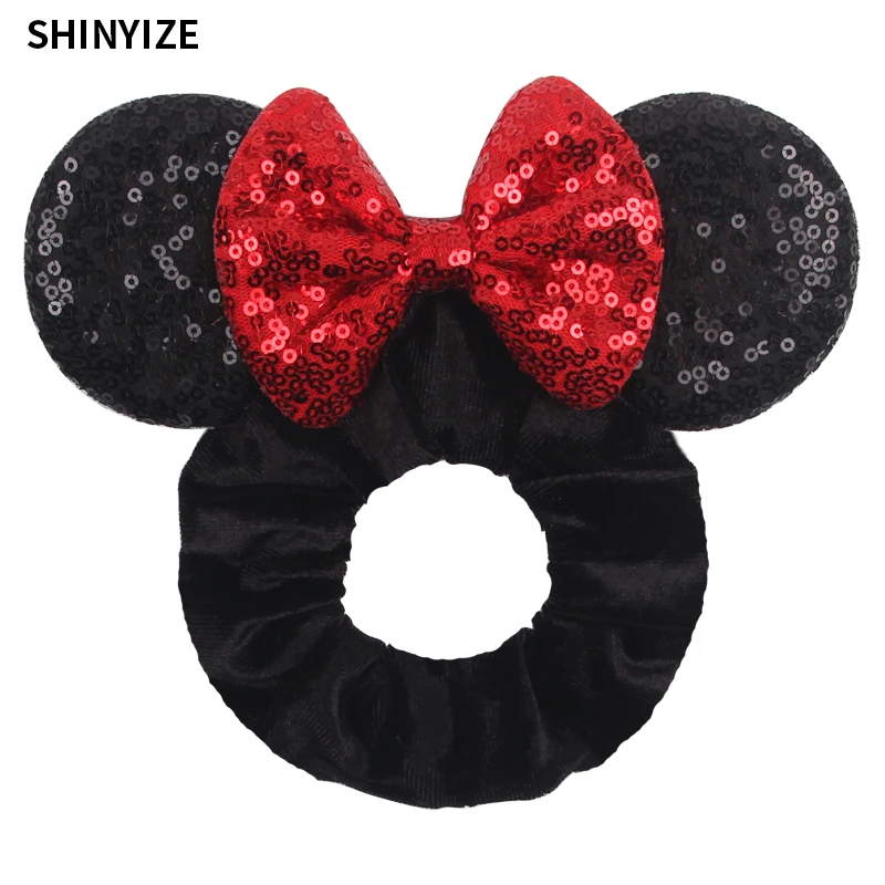New Cute Mouse Ears Headwear Tie Hair Festival Sequin Women 3.6"Bow Elastic Headband Girl Party DIY Hair Accessories Gift
