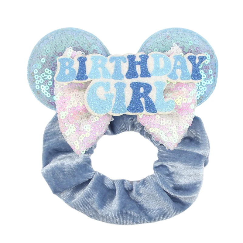New Cute Mouse Ears Headwear Tie Hair Festival Sequin Women 3.6"Bow Elastic Headband Girl Party DIY Hair Accessories Gift