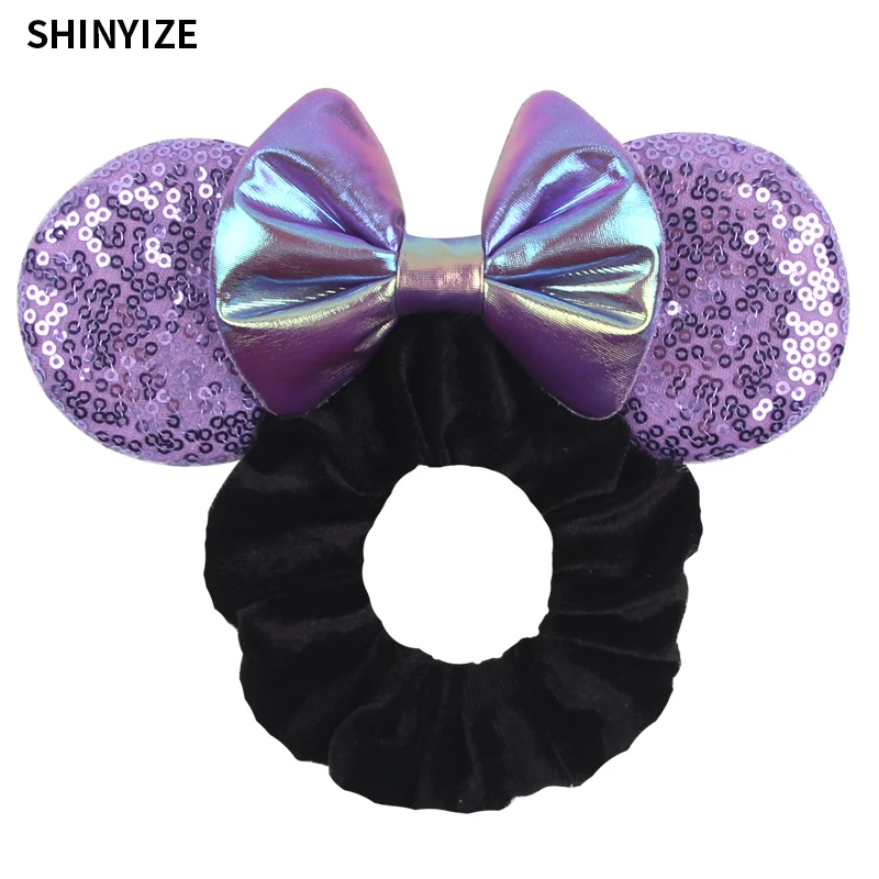 New Cute Mouse Ears Headwear Tie Hair Festival Sequin Women 3.6"Bow Elastic Headband Girl Party DIY Hair Accessories Gift