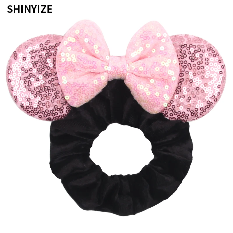 New Cute Mouse Ears Headwear Tie Hair Festival Sequin Women 3.6"Bow Elastic Headband Girl Party DIY Hair Accessories Gift