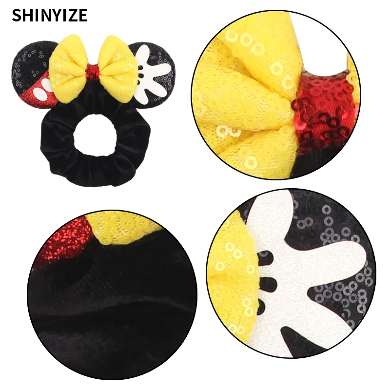 New Cute Mouse Ears Headwear Tie Hair Festival Sequin Women 3.6"Bow Elastic Headband Girl Party DIY Hair Accessories Gift