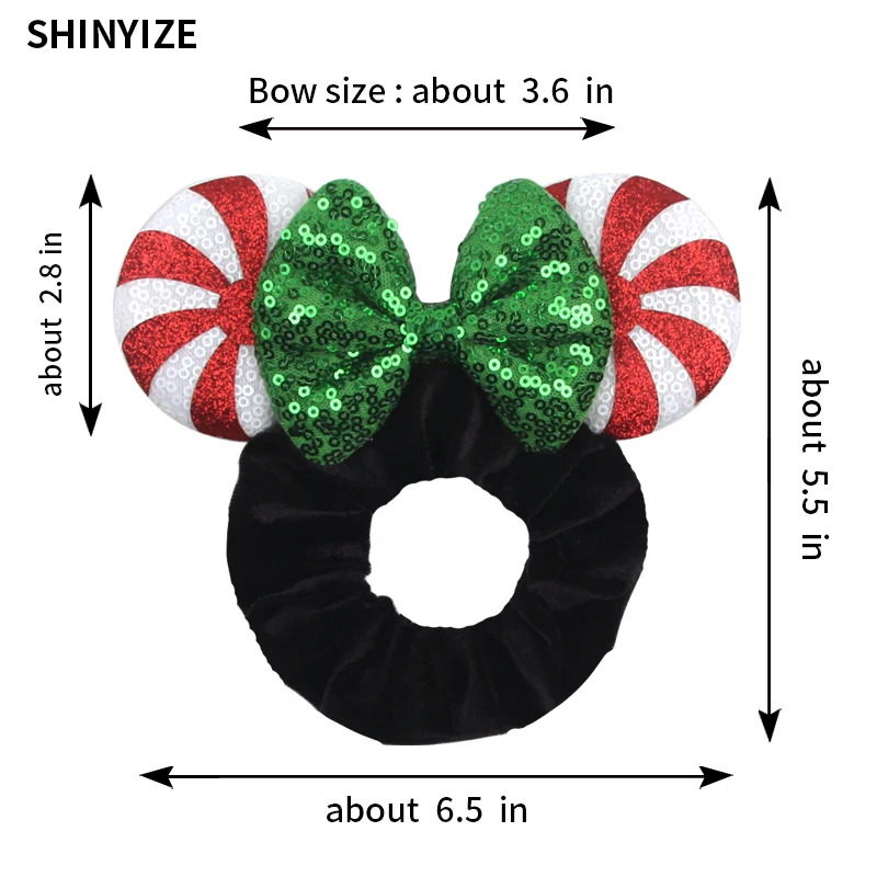 New Cute Mouse Ears Headwear Tie Hair Festival Sequin Women 3.6"Bow Elastic Headband Girl Party DIY Hair Accessories Gift