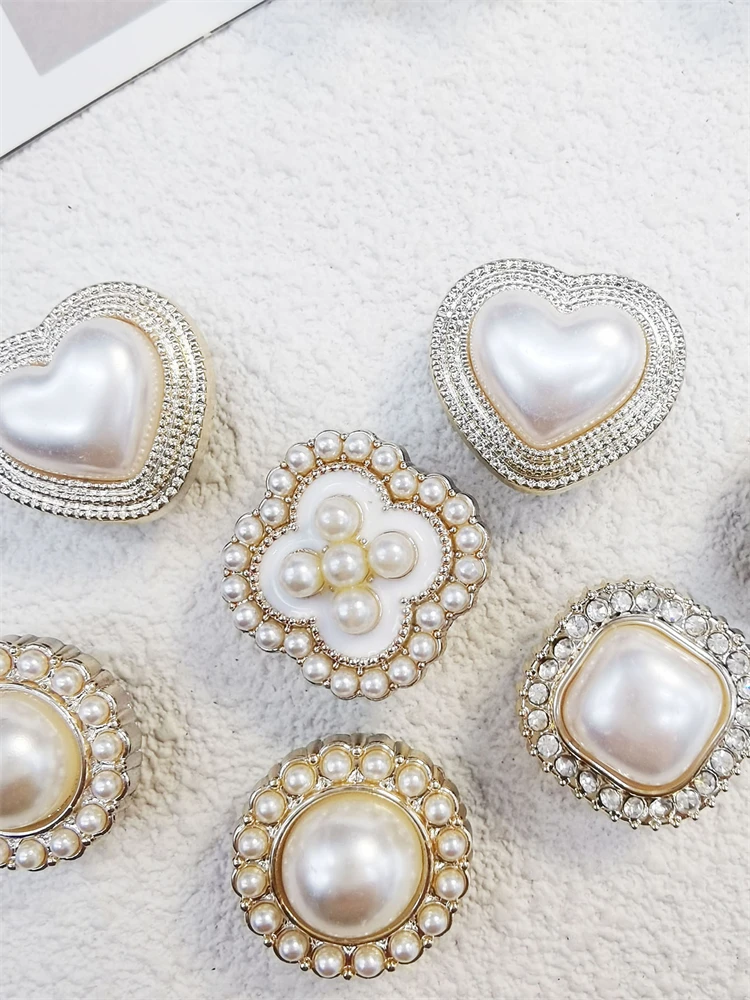10PCS Shoe Charms ABS Decorations Accessories DIY Ornament Pins For Clog Buckle Lady Garden Shoes Elegant Pearl Floral Design