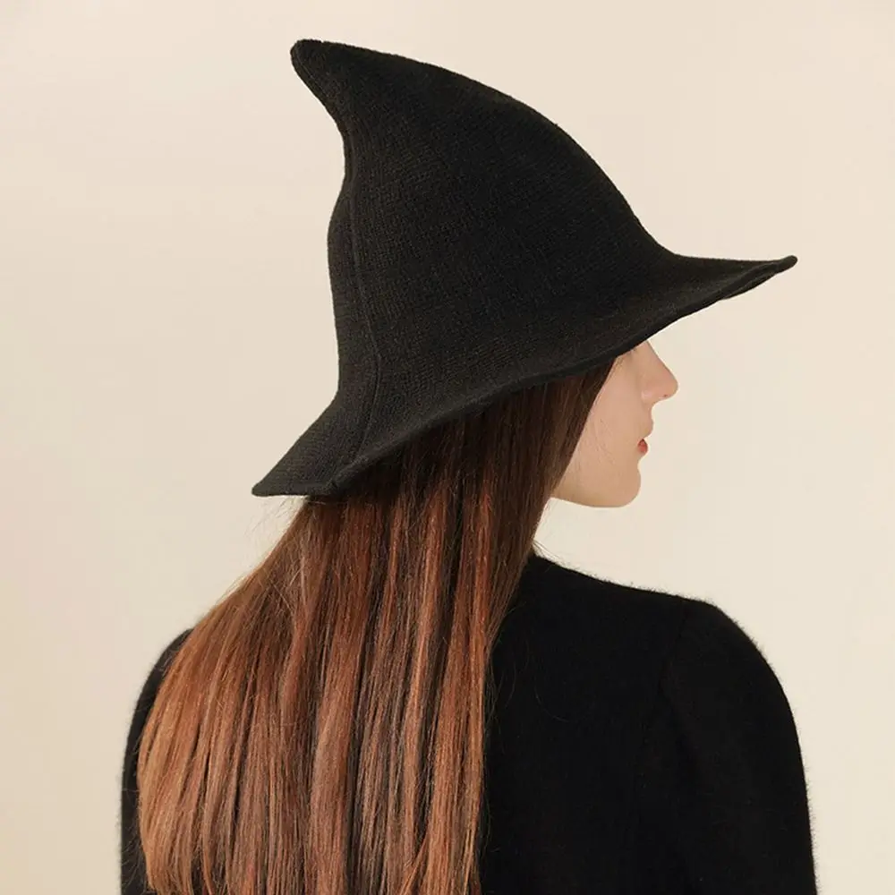 Fashion Vintage Witch Hat Party Halloween Wool Knit Hat Portable Festival Decoration for Women