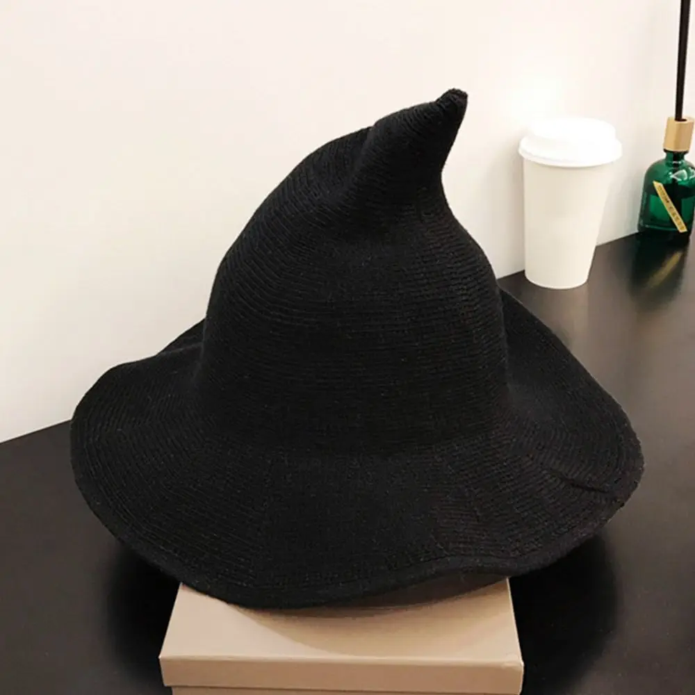 Fashion Vintage Witch Hat Party Halloween Wool Knit Hat Portable Festival Decoration for Women