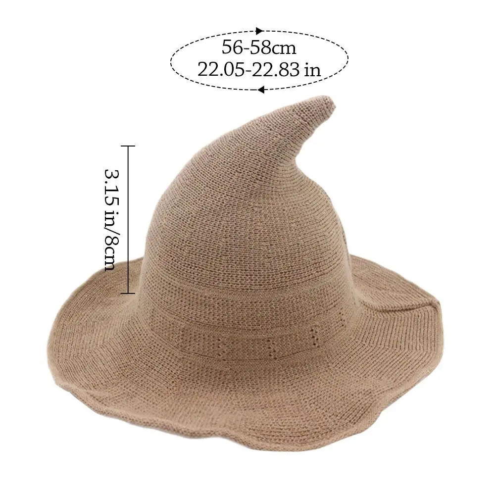 Fashion Vintage Witch Hat Party Halloween Wool Knit Hat Portable Festival Decoration for Women