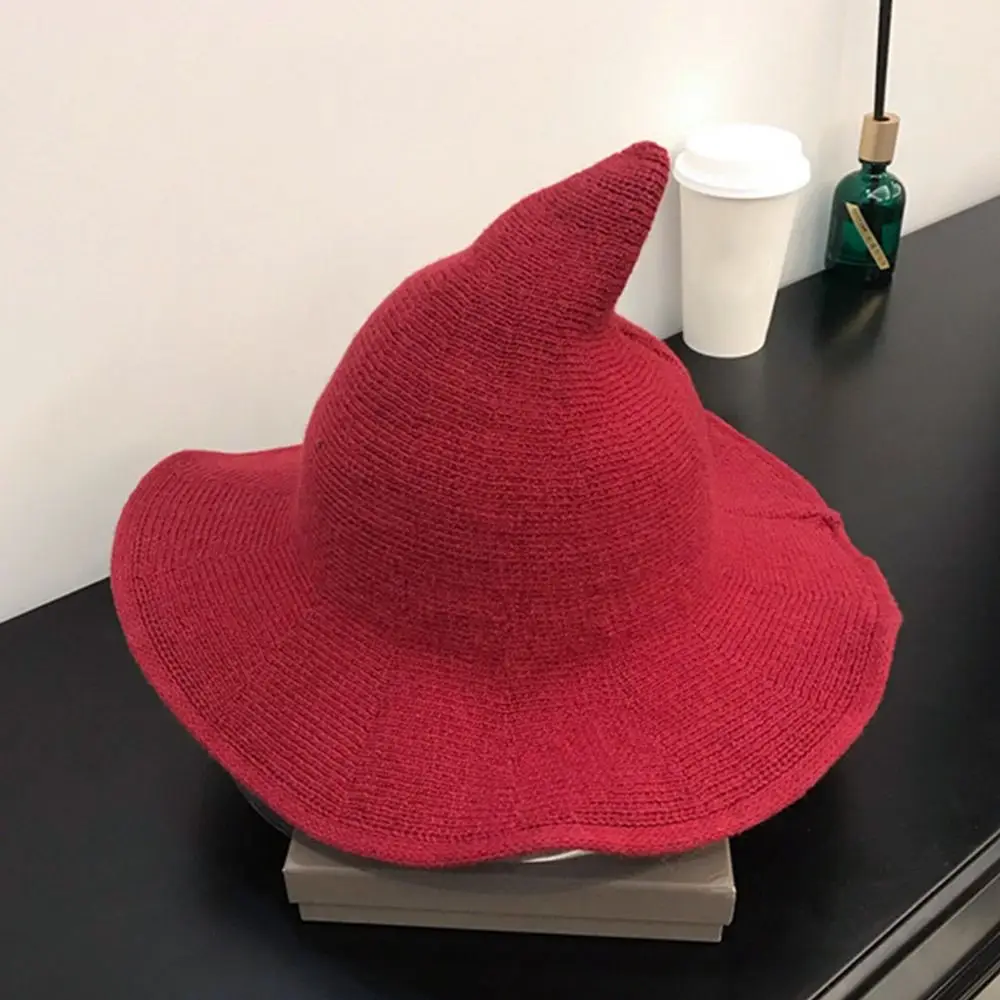 Fashion Vintage Witch Hat Party Halloween Wool Knit Hat Portable Festival Decoration for Women