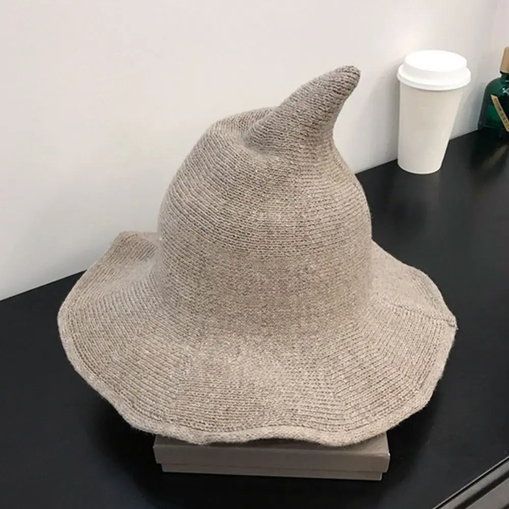 Fashion Vintage Witch Hat Party Halloween Wool Knit Hat Portable Festival Decoration for Women
