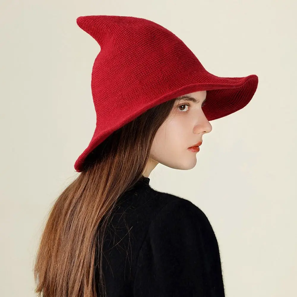 Fashion Vintage Witch Hat Party Halloween Wool Knit Hat Portable Festival Decoration for Women