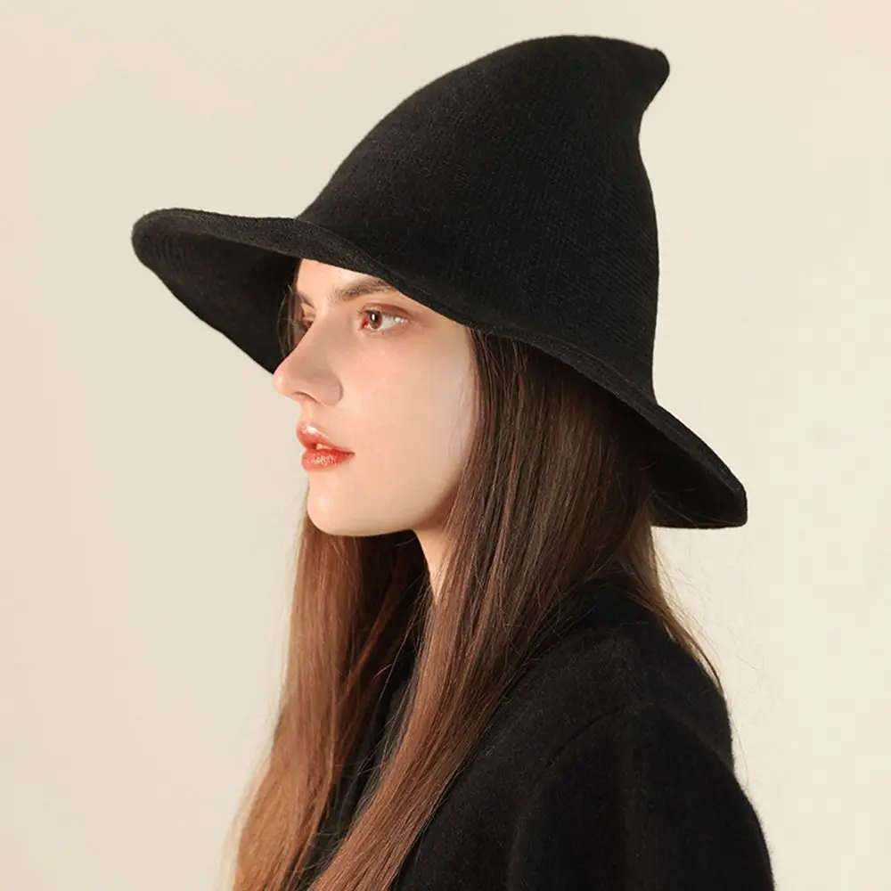 Fashion Vintage Witch Hat Party Halloween Wool Knit Hat Portable Festival Decoration for Women