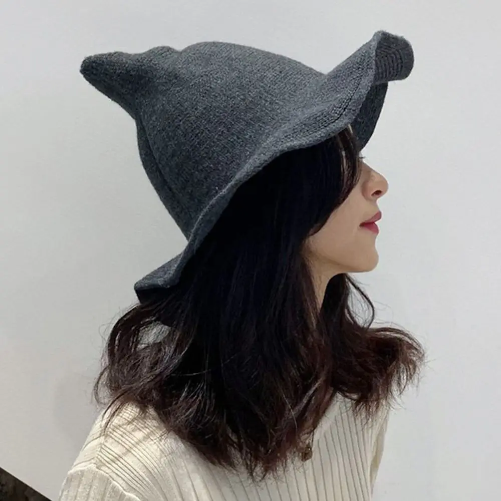 Fashion Vintage Witch Hat Party Halloween Wool Knit Hat Portable Festival Decoration for Women