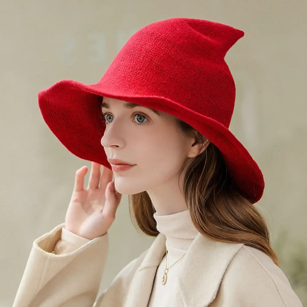 Fashion Vintage Witch Hat Party Halloween Wool Knit Hat Portable Festival Decoration for Women