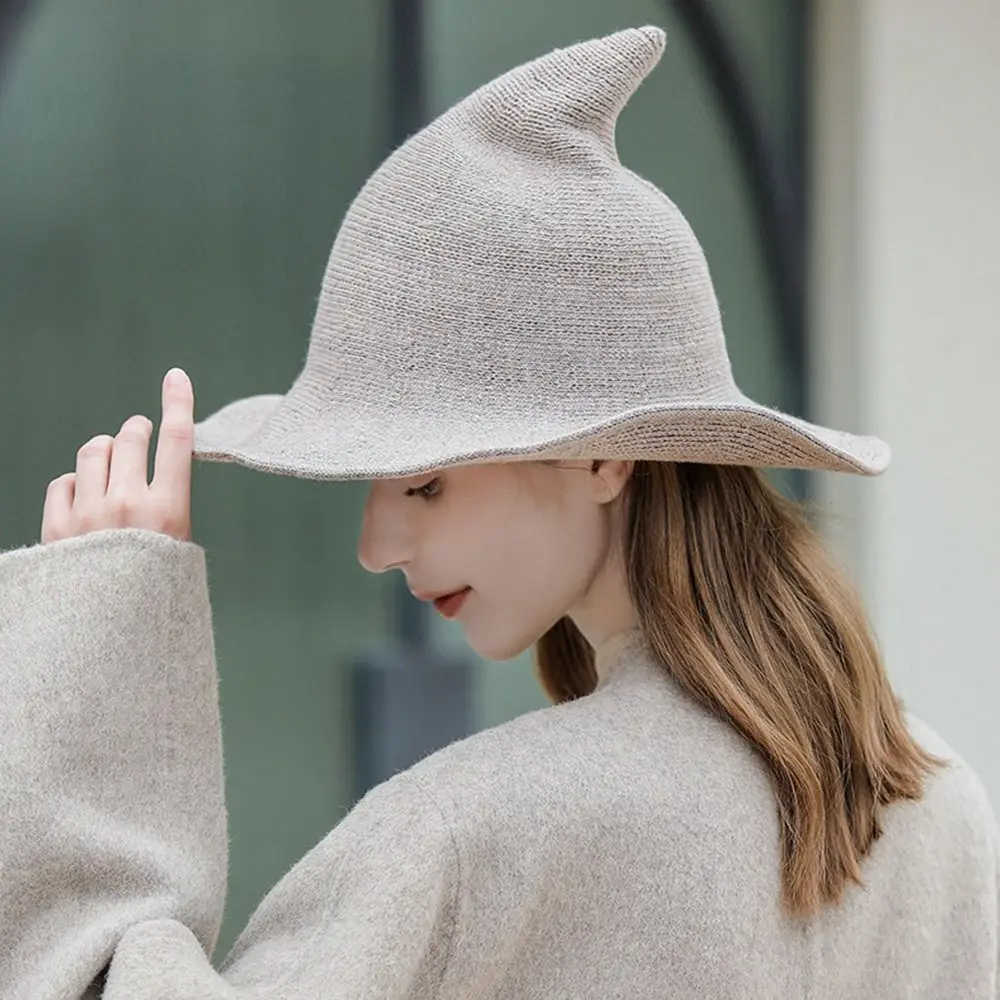Fashion Vintage Witch Hat Party Halloween Wool Knit Hat Portable Festival Decoration for Women