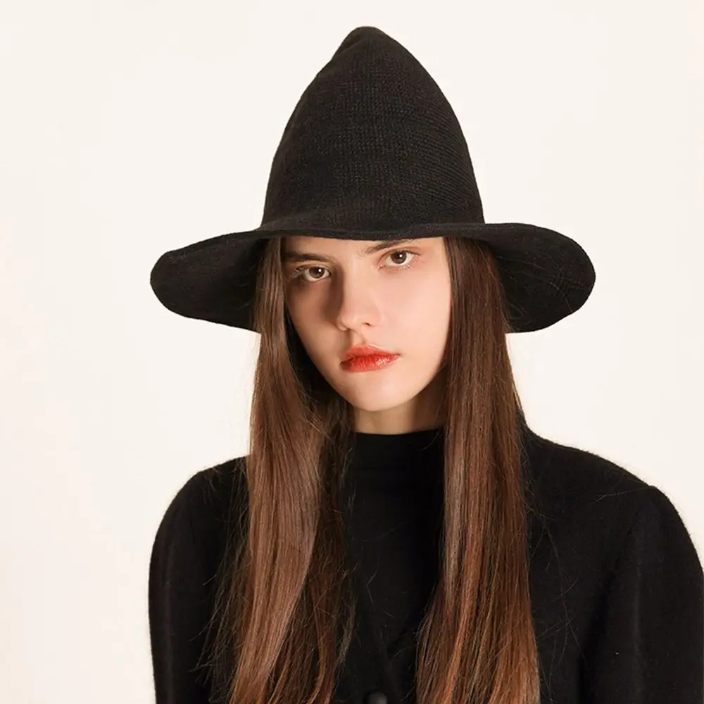 Fashion Vintage Witch Hat Party Halloween Wool Knit Hat Portable Festival Decoration for Women