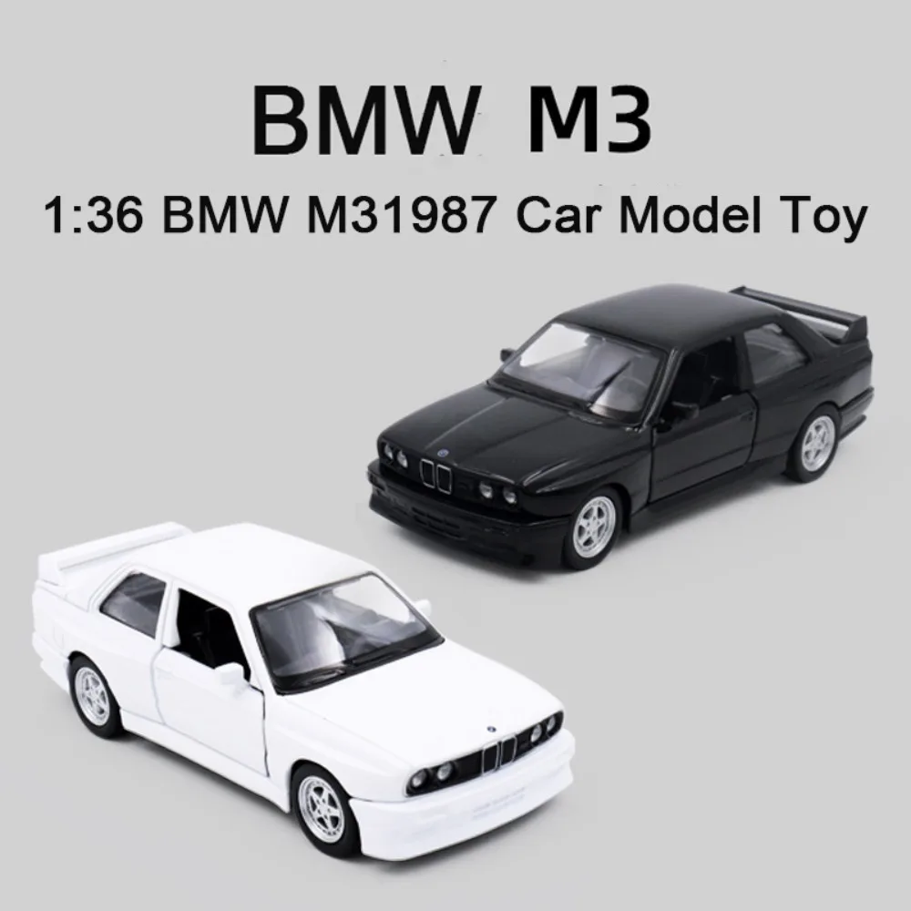 1:36 BMW M3 1987 Alloy Car Model Diecast Toy Rubber Tires Wheel Pull Back Vehicles 2 Doors Opened Cars for Boys Birthday Gifts