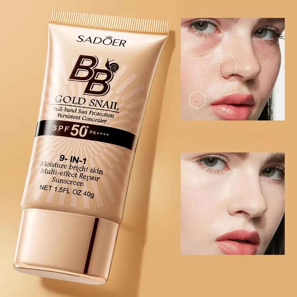 Gold Snail Sunscreen BB Cream Protector Facial Sun Block SPF50 BB Cream Isolation Lotion Concealer Facial Moisturizer