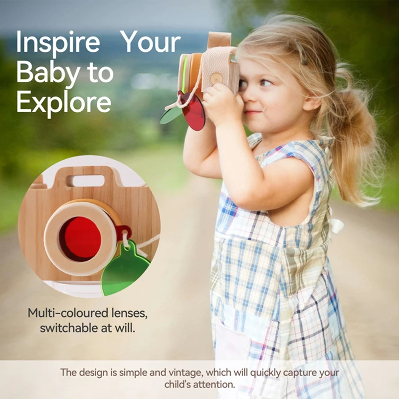 Baby Fashion Kaleidoscope Toys Wooden Colorful Camera Children Wooden Kids Montessori Toy Learning Early Educational Game Gifts