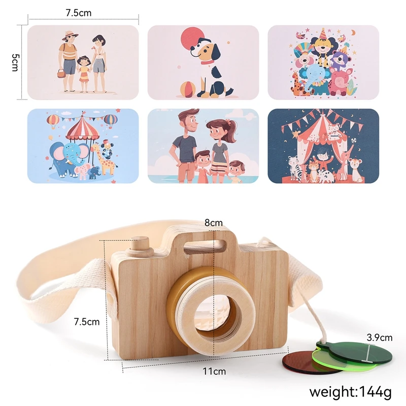 Baby Fashion Kaleidoscope Toys Wooden Colorful Camera Children Wooden Kids Montessori Toy Learning Early Educational Game Gifts