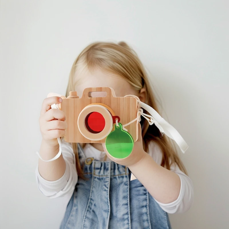 Baby Fashion Kaleidoscope Toys Wooden Colorful Camera Children Wooden Kids Montessori Toy Learning Early Educational Game Gifts