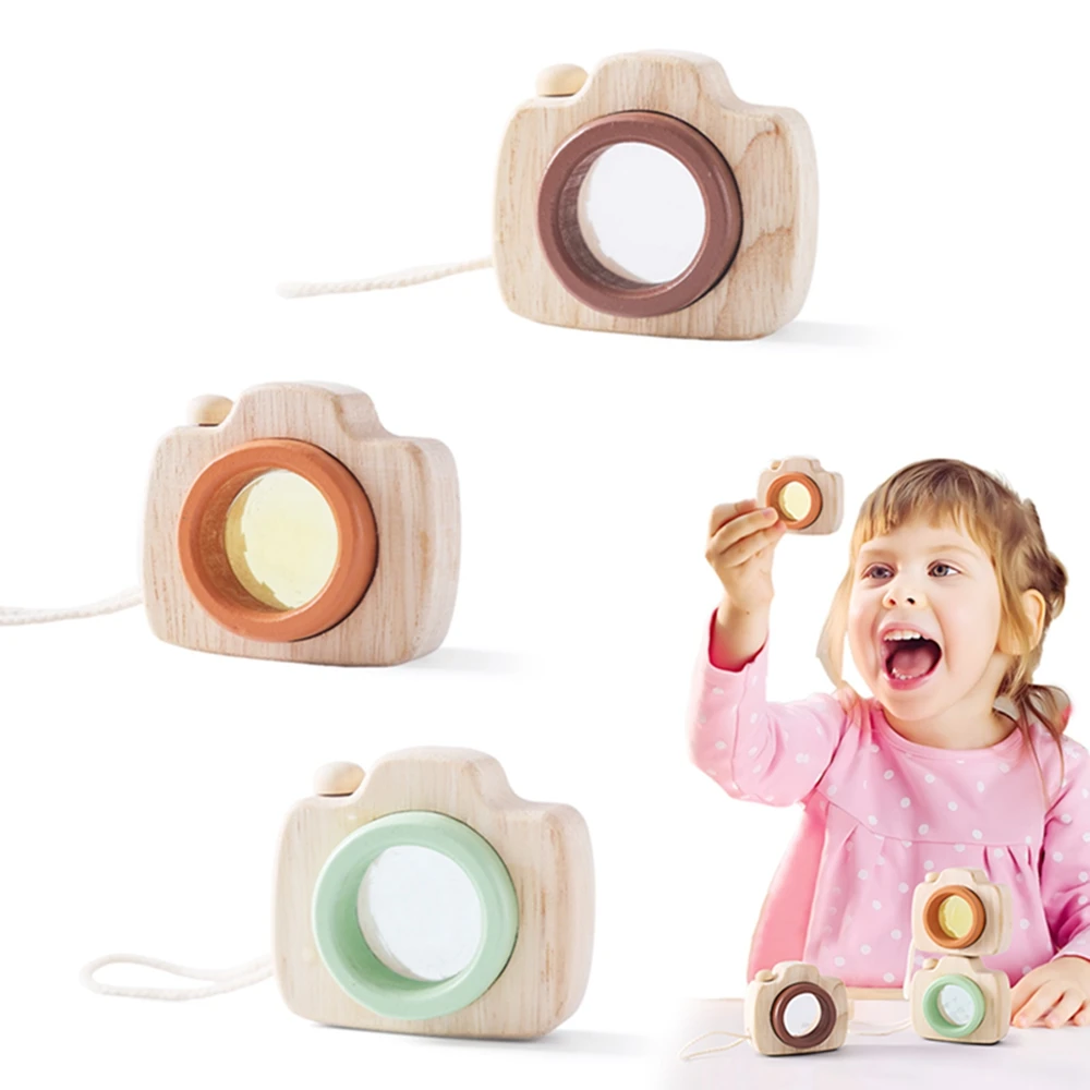 Baby Fashion Kaleidoscope Toys Wooden Colorful Camera Children Wooden Kids Montessori Toy Learning Early Educational Game Gifts