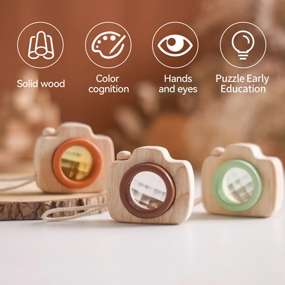 Baby Fashion Kaleidoscope Toys Wooden Colorful Camera Children Wooden Kids Montessori Toy Learning Early Educational Game Gifts