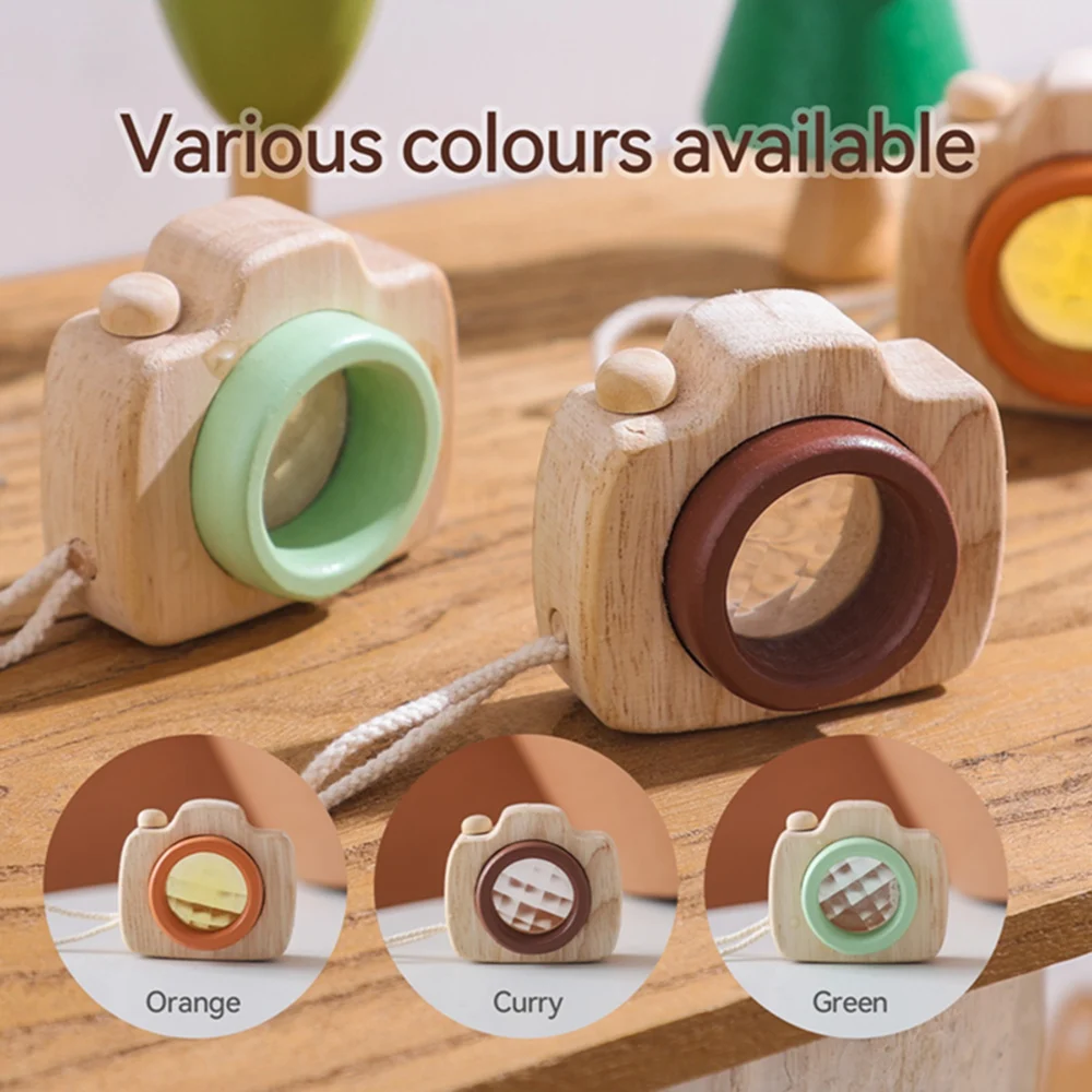 Baby Fashion Kaleidoscope Toys Wooden Colorful Camera Children Wooden Kids Montessori Toy Learning Early Educational Game Gifts
