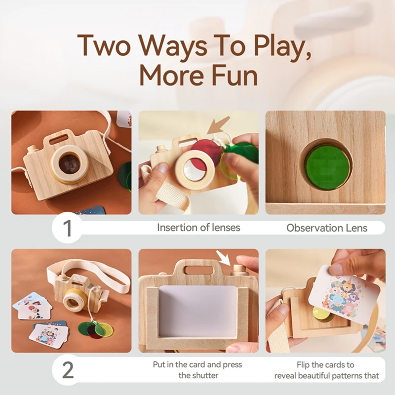 Baby Fashion Kaleidoscope Toys Wooden Colorful Camera Children Wooden Kids Montessori Toy Learning Early Educational Game Gifts