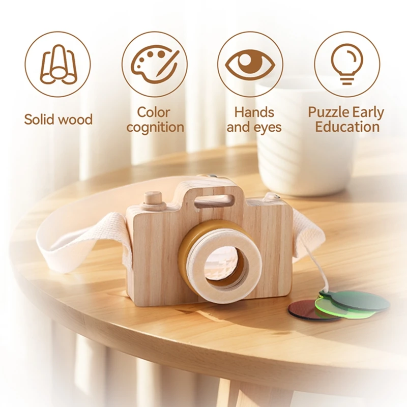 Baby Fashion Kaleidoscope Toys Wooden Colorful Camera Children Wooden Kids Montessori Toy Learning Early Educational Game Gifts