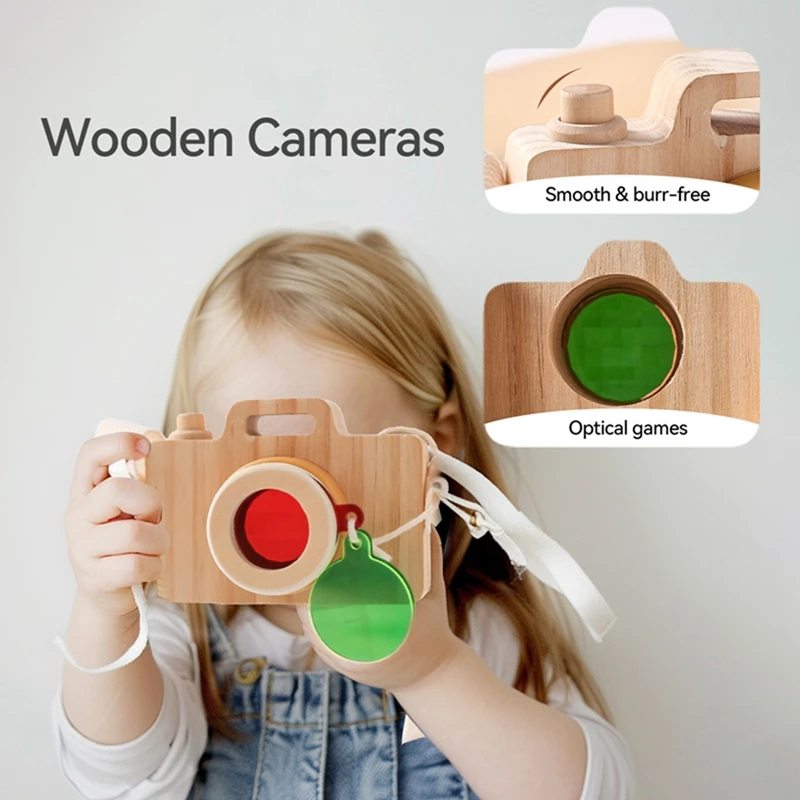 Baby Fashion Kaleidoscope Toys Wooden Colorful Camera Children Wooden Kids Montessori Toy Learning Early Educational Game Gifts
