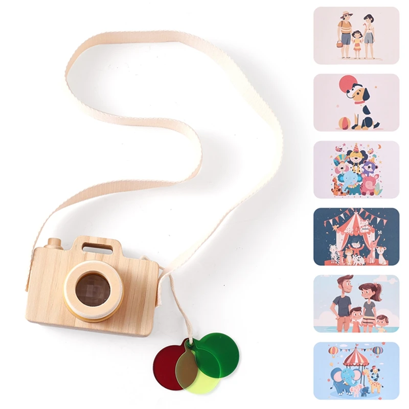 Baby Fashion Kaleidoscope Toys Wooden Colorful Camera Children Wooden Kids Montessori Toy Learning Early Educational Game Gifts