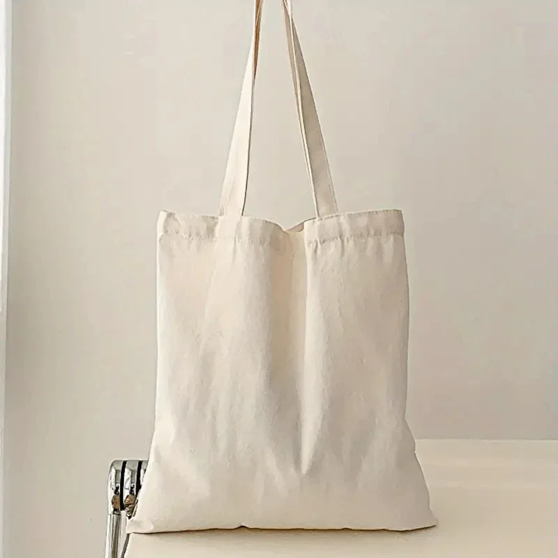 Simple and Casual Solid Color Canvas Material Large Capacity Women's Handheld Shoulder Bag for Shopping and Travel