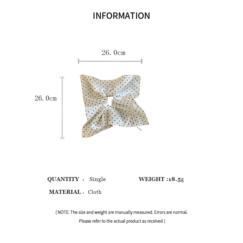 White Fabric Butterfly Large Intestine Hair Band Black Polka Dots Decor Hair Circle Horsetail Leather Band Hair Accessories A-