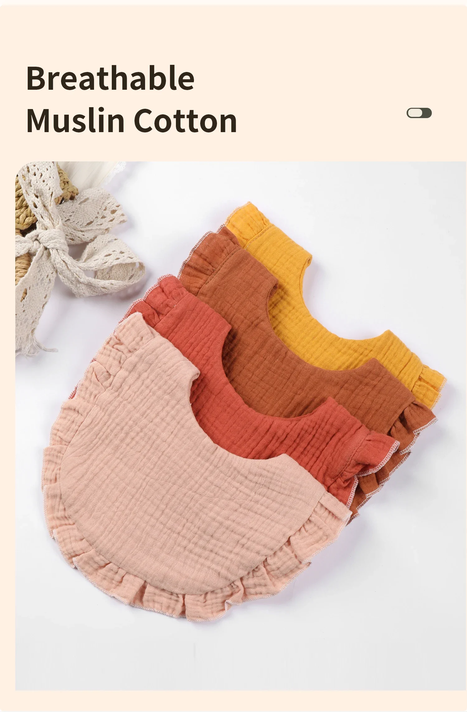 Baby Saliva Towel Infants Feeding Drool Bib lace Floral Soft Cotton Burp Cloth for Newborn Breathable Kids Bibs with Ruffle