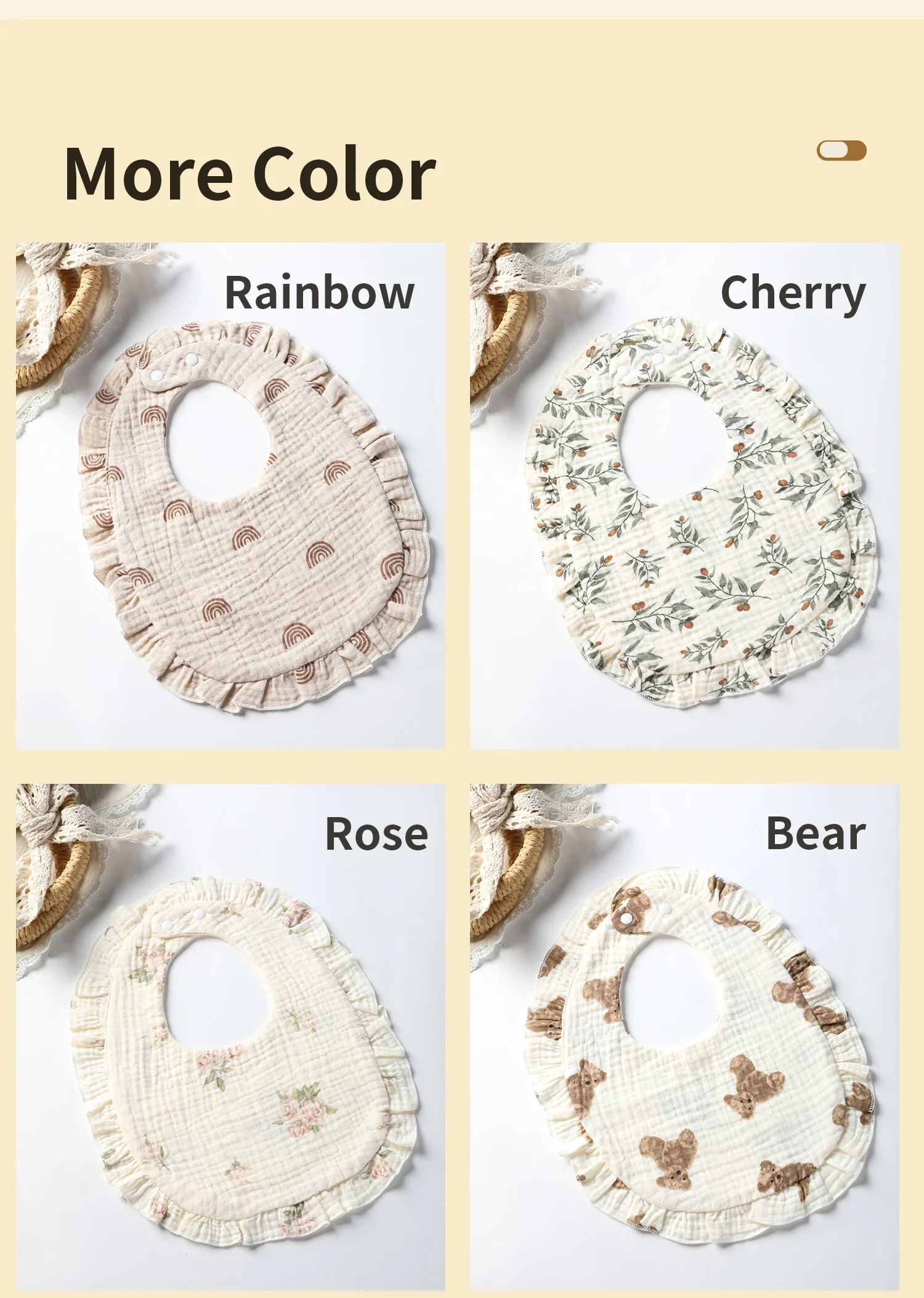 Baby Saliva Towel Infants Feeding Drool Bib lace Floral Soft Cotton Burp Cloth for Newborn Breathable Kids Bibs with Ruffle