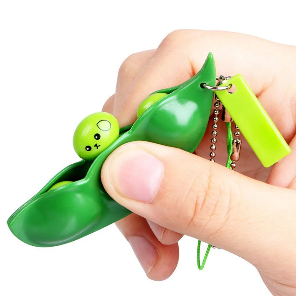 Fidget Toys Pack Decompression Edamame Squishy Squeeze Peas Beans Keychain Cute Stress Relief Adult Toy Keychain