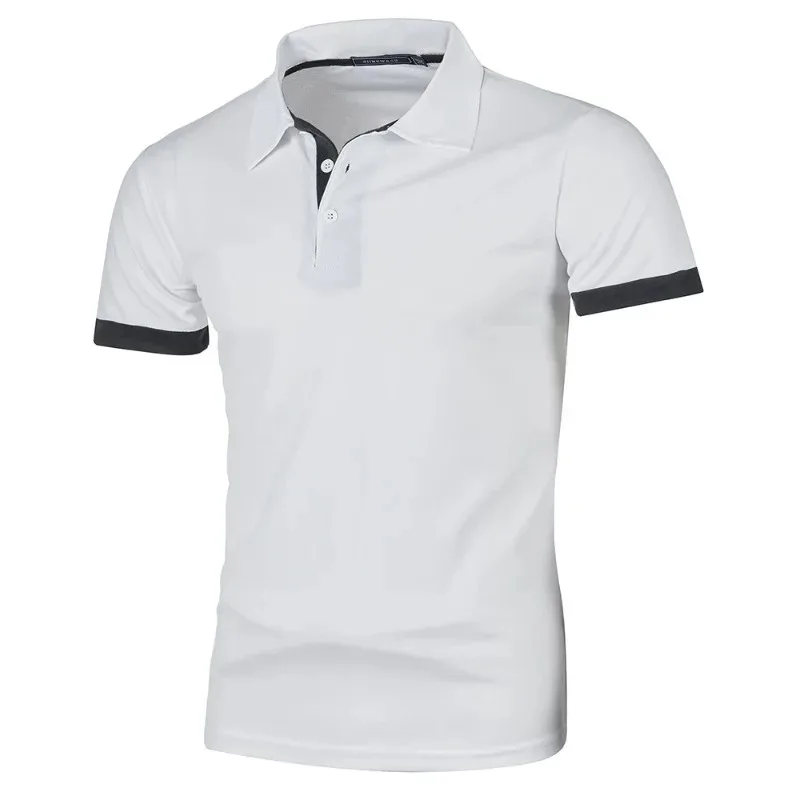 Summer Mens Short Sleeve Polo Shirts Lightweight Lapel Streetwear Breathable Tshirts for Men Basic Business Solid Color Top