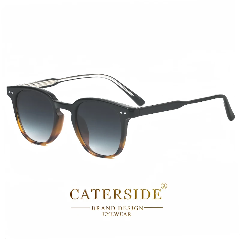CATERSIDE Round Retro Sunglasses Men's Punk Fashion Brand Design Sun Glasses Women Travel Outdoor UV400 Shades Propionic Temple
