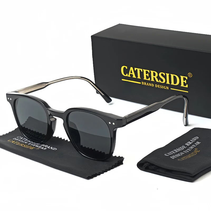 CATERSIDE Round Retro Sunglasses Men's Punk Fashion Brand Design Sun Glasses Women Travel Outdoor UV400 Shades Propionic Temple