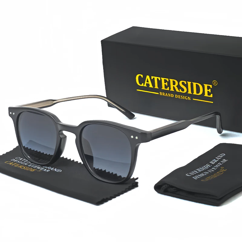 CATERSIDE Round Retro Sunglasses Men's Punk Fashion Brand Design Sun Glasses Women Travel Outdoor UV400 Shades Propionic Temple
