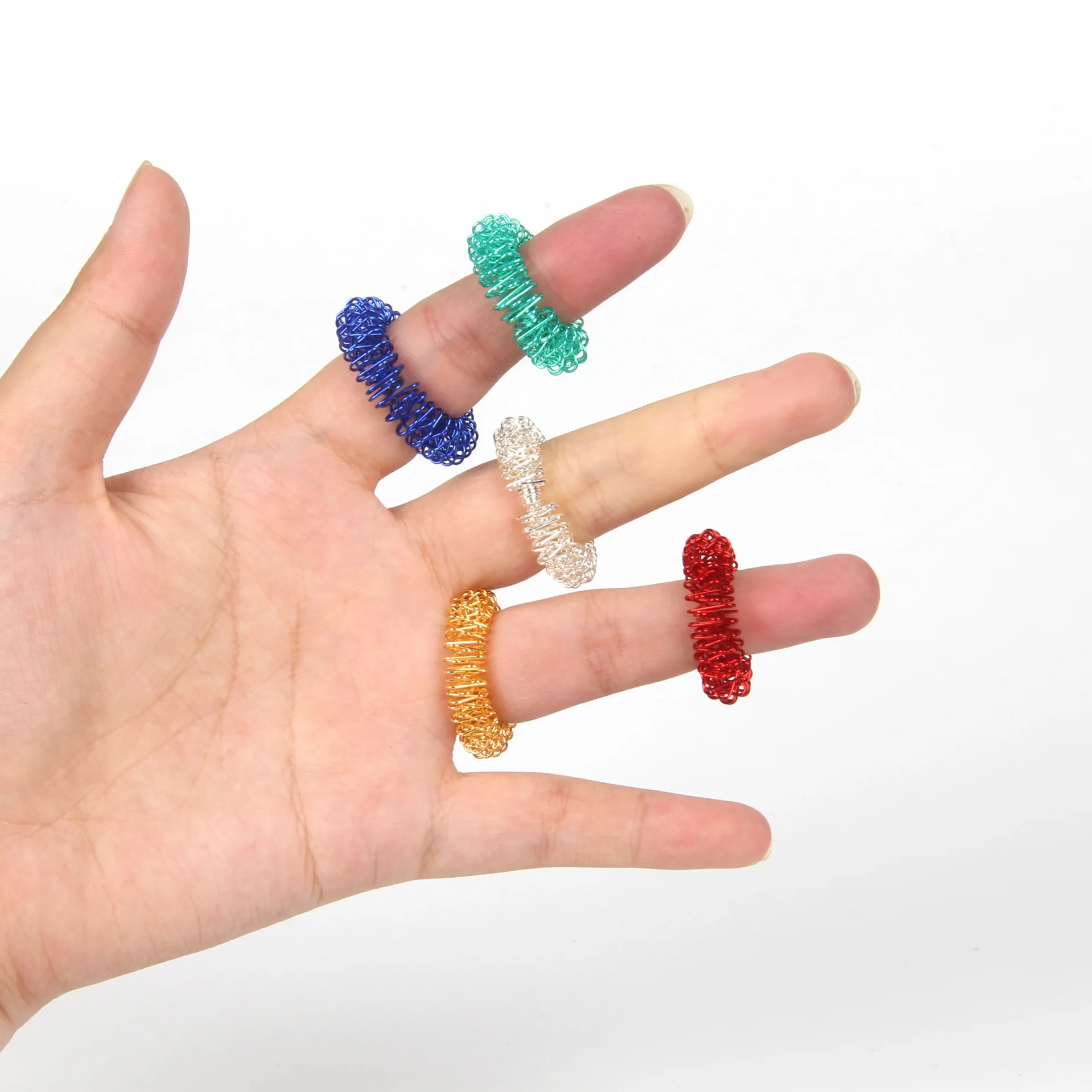 10PCS/Pack Acupressure Rings Spiky Sensory Finger Rings Set for Teens Adults Stress Reducer Massager Stress Relief Fidget Toys