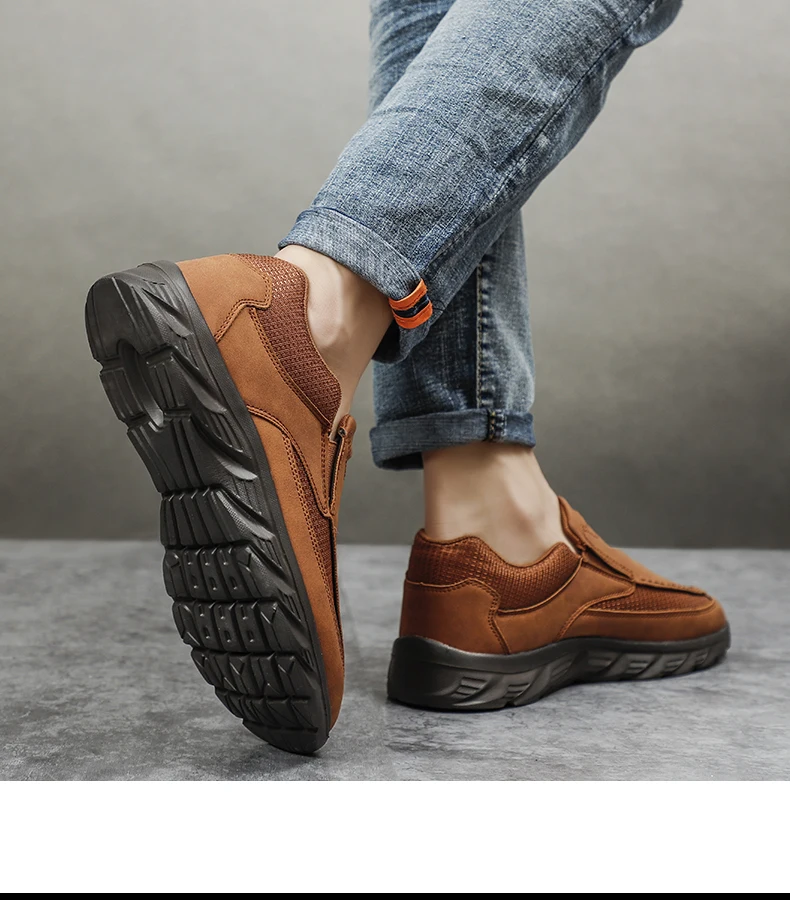Men Leather Casual Shoes Breathable Loafers Men Sneakers 2024 New Male Comfortable Leather Flat Footwear Sneakers Men Shoes