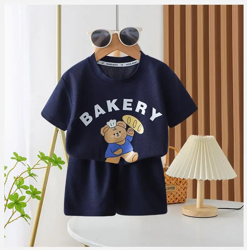 Short Sleeve Shorts Outfits 1 2 3 4Years Old Child Clothing Set Cartoon Print Tshirt+Shorts Casual Fashion Tops Shorts Two Piece