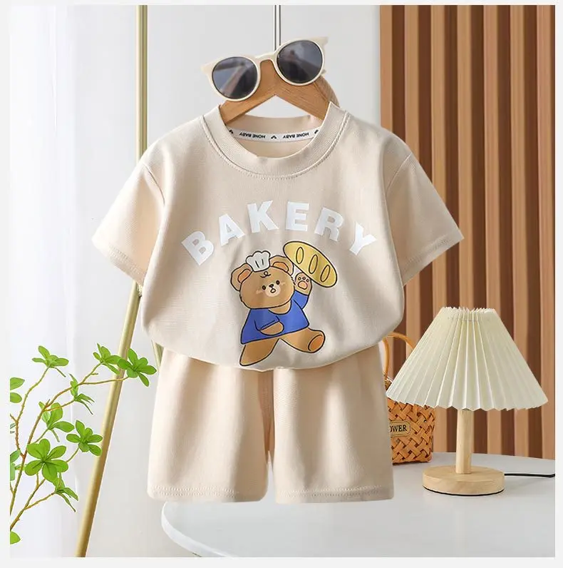 Short Sleeve Shorts Outfits 1 2 3 4Years Old Child Clothing Set Cartoon Print Tshirt+Shorts Casual Fashion Tops Shorts Two Piece