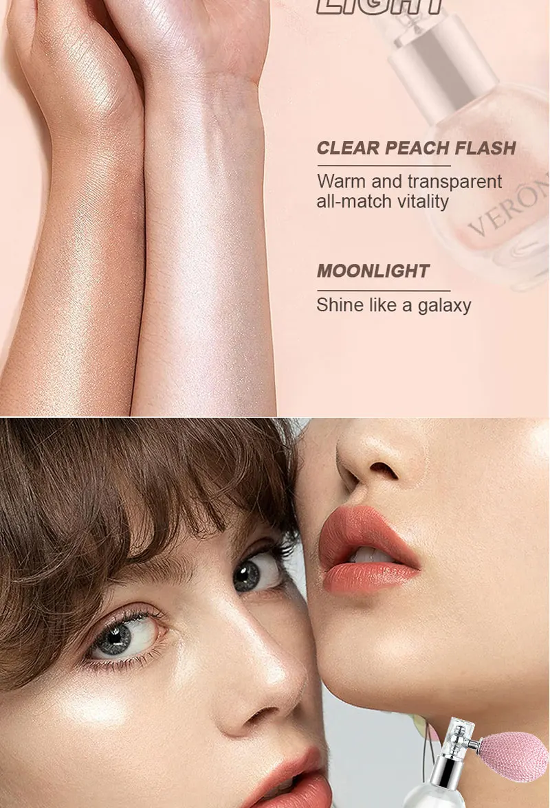 6-Color Diamond Highlighter Powder Spray Waterproof High Gloss Glitter Body Bronzer Highlight Powder Face Contour Illuminator