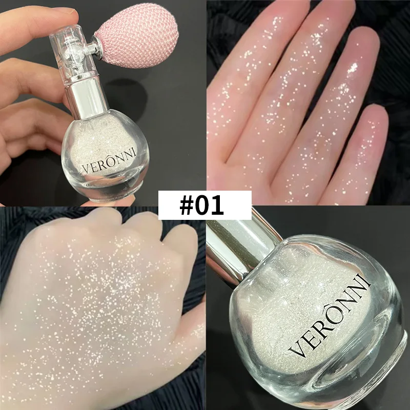 6-Color Diamond Highlighter Powder Spray Waterproof High Gloss Glitter Body Bronzer Highlight Powder Face Contour Illuminator