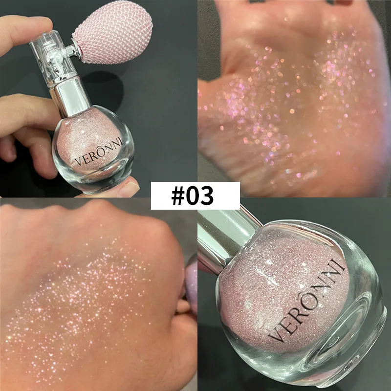 6-Color Diamond Highlighter Powder Spray Waterproof High Gloss Glitter Body Bronzer Highlight Powder Face Contour Illuminator