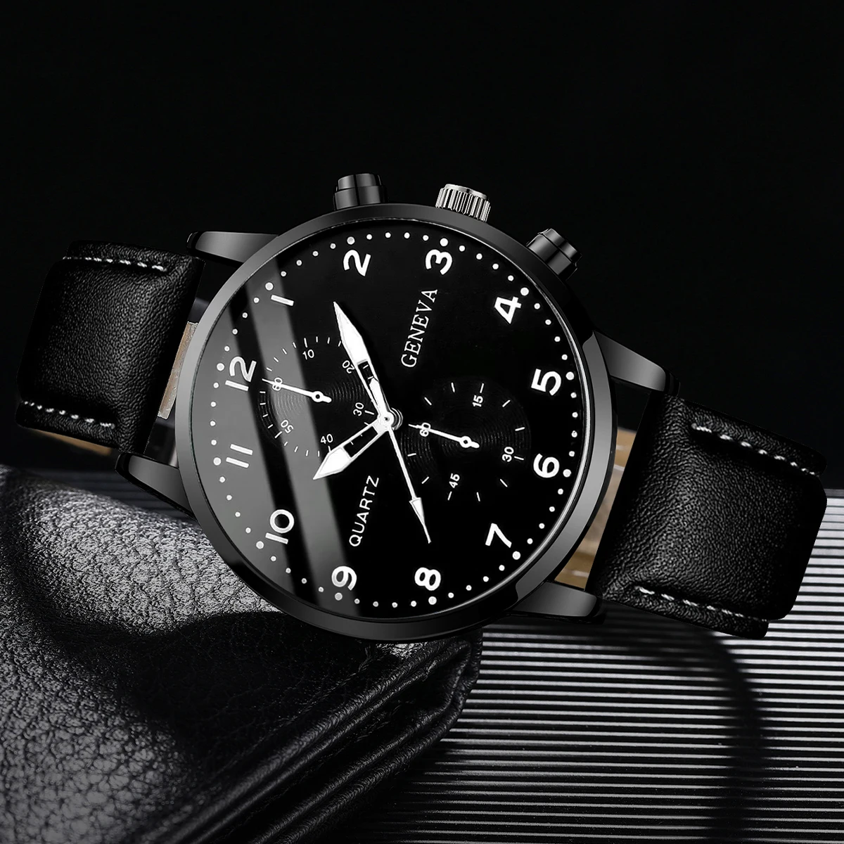 4/5PCS Fashion Men's Watches Man Business Quartz Wristwatch Vintage Leather Bracelets Set Reloj Hombre(Without Box)