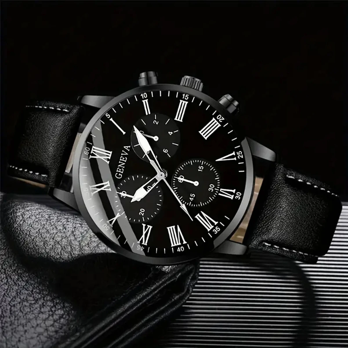 4/5PCS Fashion Men's Watches Man Business Quartz Wristwatch Vintage Leather Bracelets Set Reloj Hombre(Without Box)