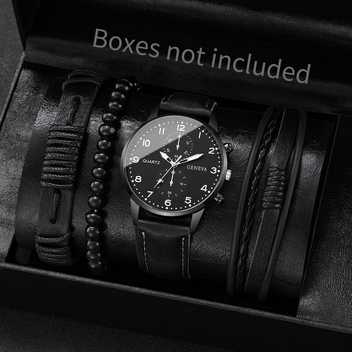 4/5PCS Fashion Men's Watches Man Business Quartz Wristwatch Vintage Leather Bracelets Set Reloj Hombre(Without Box)